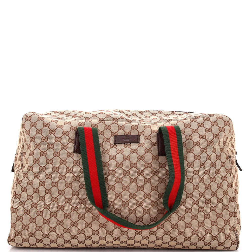 Gucci Large Web Carry On Duffle Bag GG Canvas